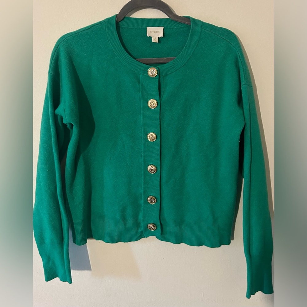 Cyrus Preppy Green Cardigan Sweater